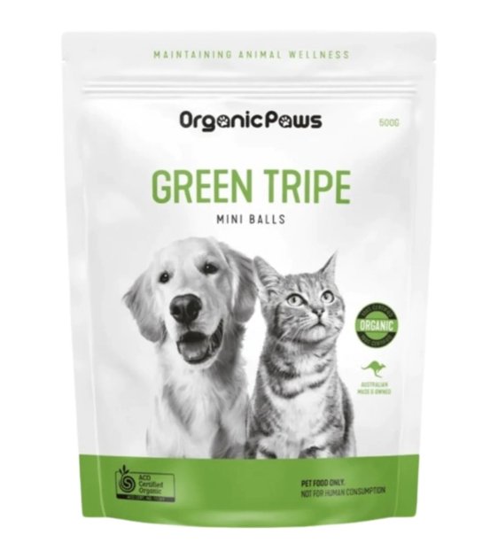Organic Paws Green Tripe Mini Balls Frozen Raw Toppers - Good Dog Peopleā¢