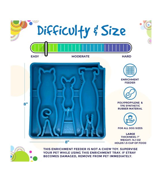 SodaPup Enrichment Feeding Tray For Dogs (Square / Blue Waiting Dogs) - Good Dog Peopleā¢