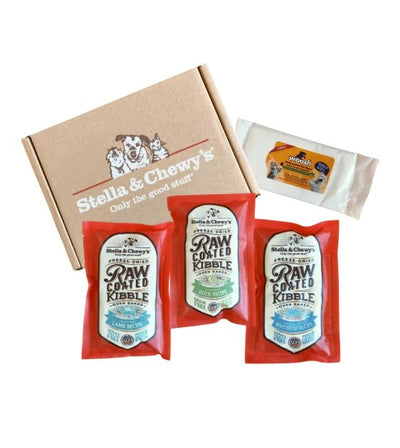 TRY & BUY: Stella & Chewy’s Grain Free Raw Coated Kibbles Dry Dog Food Trial Set (3 Random Flavours + Free Woosh Wipes) - Good Dog People™