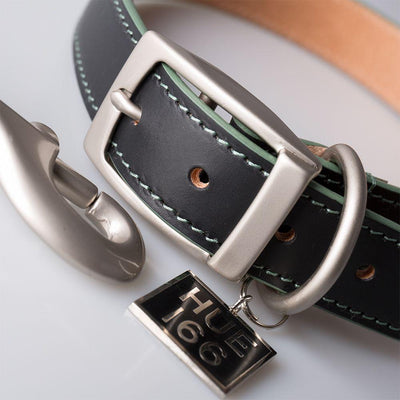 Land Rover Hue Dog Black Leather Leash & Collar Set