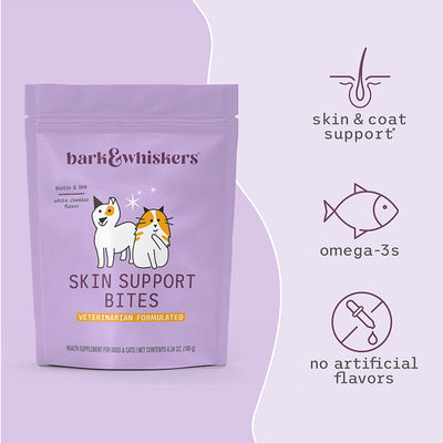 Bark & Whiskers Skin Support Bites Supplements For Cats & Dogs