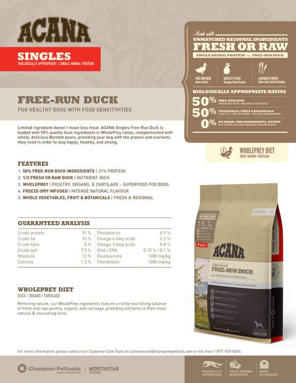 Acana Singles Grain Free Free-Run Duck Dry Dog Food > Good Dog People™