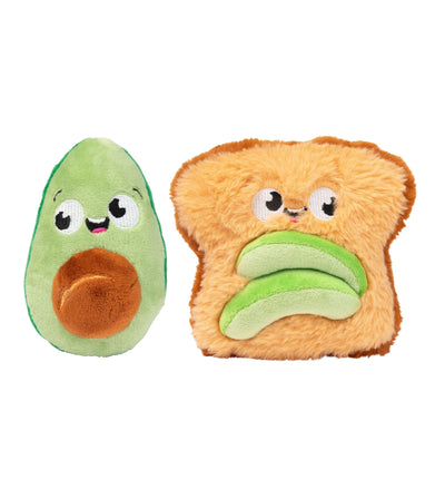 FuzzYard Perfect Match Squeaky Plush Dog Toy (Avocado & Toast 2 Pack)