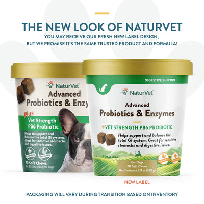 Naturvet Advanced Probiotics & Enzymes + Vet Strength PB6 Probiotic Soft Chew Dog Supplement (70 Count)