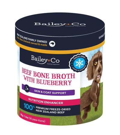 Bailey+Co New Zealand Beef Bone Broth With Blueberry (Skin & Coat Support)
