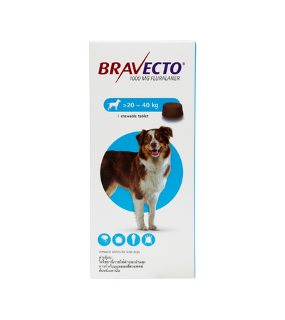 Bravecto Flea & Tick Tablet Large Size Dog (1000mg) 20kg to 40kg