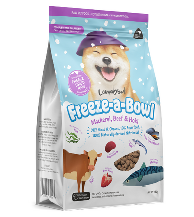 Loveabowl Freeze Dried Mackerel, Beef & Hoki Dry Dog Food