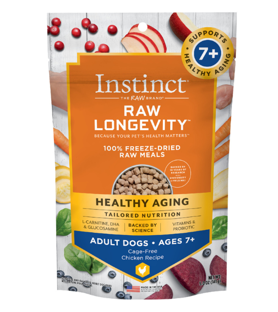 Instinct® Raw Longevity™ Adult Ages 7+ 100% Freeze-Dried Raw Meals Cage-Free Chicken Recipe for Dogs
