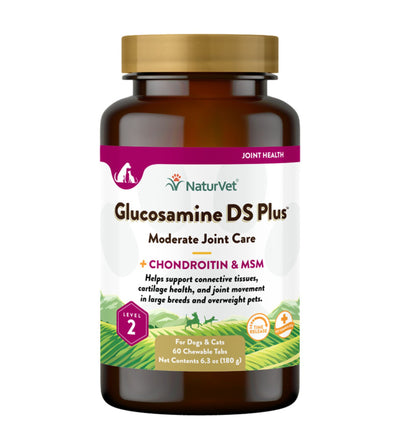 NaturVet Glusosamine DS Plus Level 2 (Time Release) Moderate Care Joint Support Supplement Chewable Tablets For Dogs & Cats