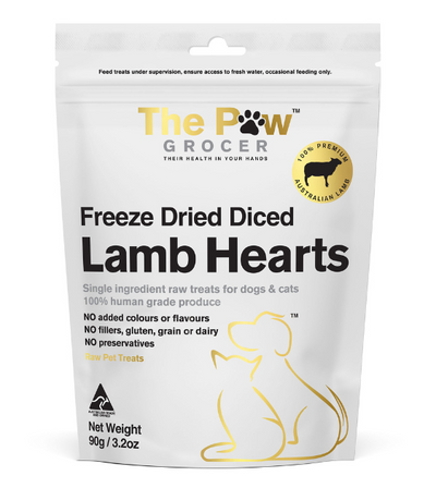 The Paw Grocer Freeze Dried White Label Cat & Dog Treats (Lamb Hearts)