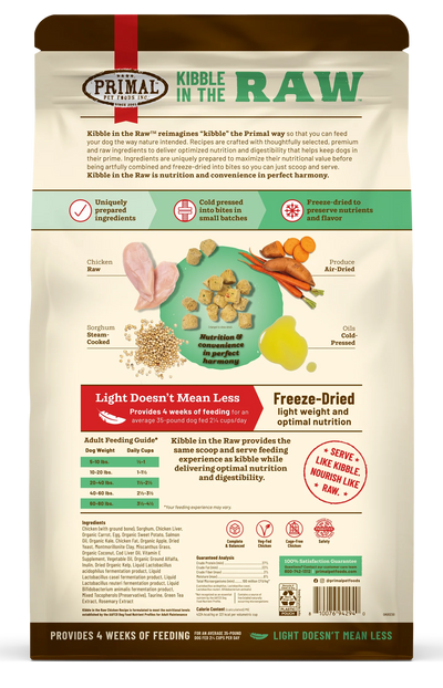 Primal Kibble in the Raw Freeze Dried Dog Food (Chicken Recipe With Grains)