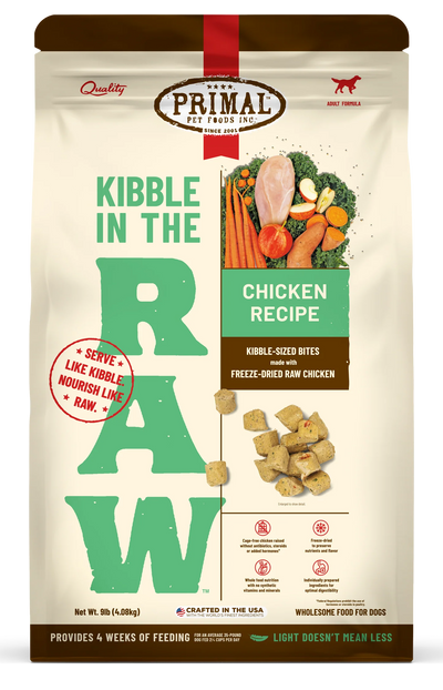 Primal Kibble in the Raw Freeze Dried Dog Food (Chicken Recipe With Grains)