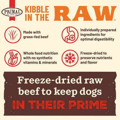 Primal Kibble in the Raw Freeze Dried Dog Food (Beef Recipe With Grains)