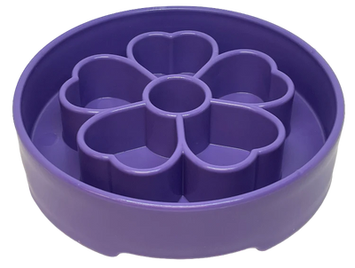 SodaPup Enrichment Slow Feeder Bowl For Dogs (Round / Purple Flower)