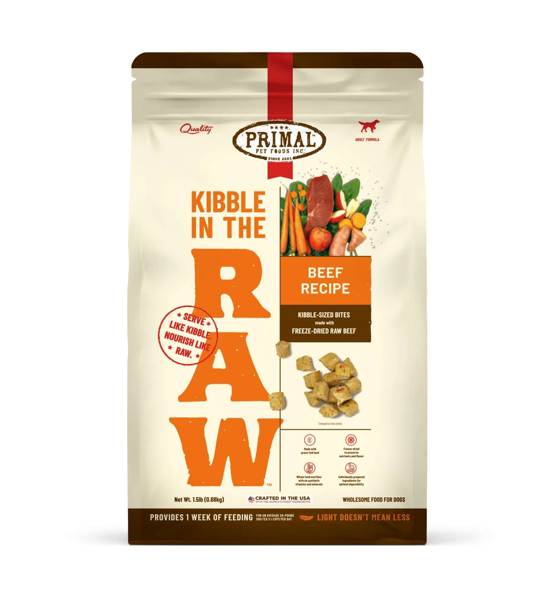 Primal Kibble in the Raw Freeze Dried Dog Food (Beef Recipe With