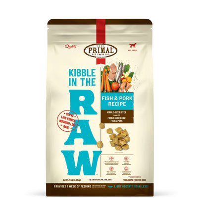 Primal Kibble in the Raw Freeze Dried Dog Food (Fish & Pork Recipe With Grains)