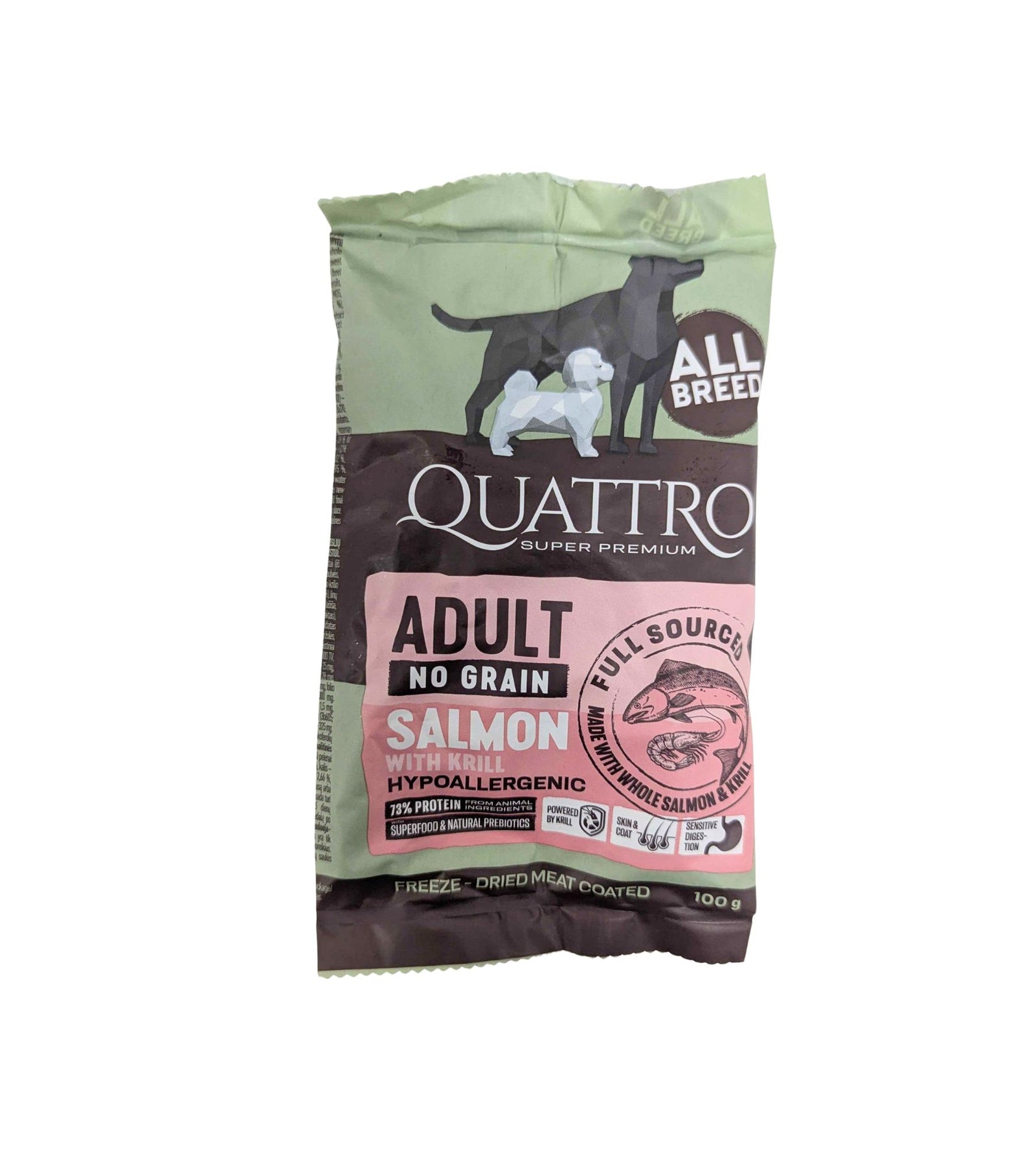 GIFT WITH PURCHASE >$120: Quattro All Breed No Grain Dry Dog Food Trial Pack (1 x Random Flavour)