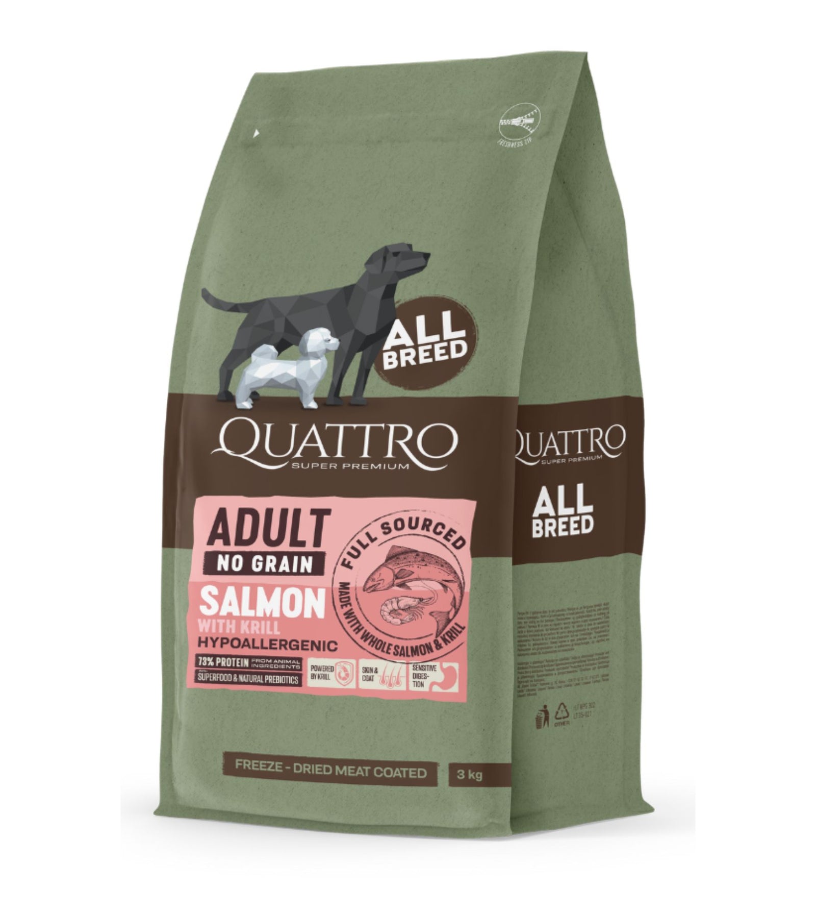 Quattro All Breed No Grain Dry Dog Food (Adult Salmon)