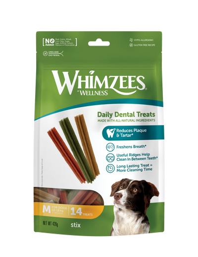 Whimzees Natural Daily Dental Dog Chews (Stix)