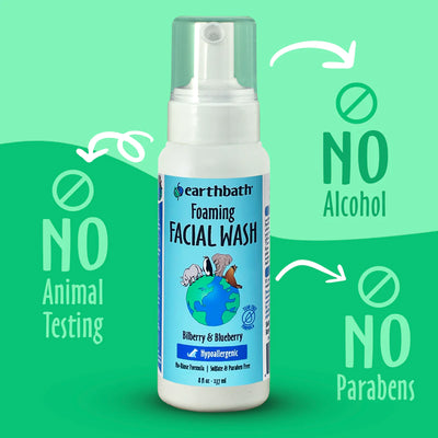 Earthbath Hypoalergenic Bilberry & Blueberry Foaming Facial Wash for Dogs and Cats