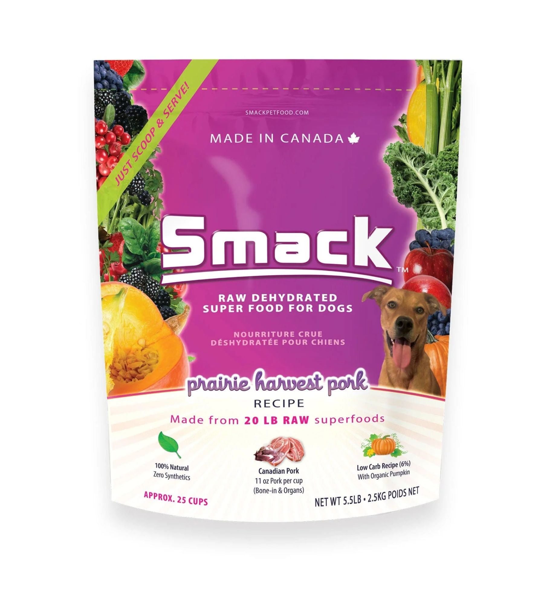 Smack Raw Dehydrated Super Food For Dogs (Prairie Harvest Pork)