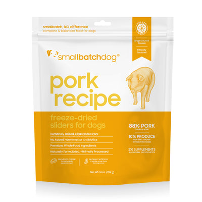 Small Batch Freeze Dried Pork Sliders Dog Food