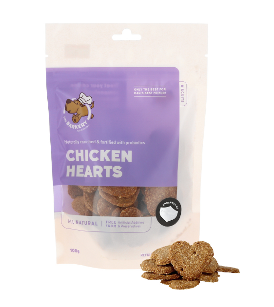 $21.40 ONLY [CLEARANCE] The Barkery Chicken Hearts Chicken Biscuits Dog Treats 400g
