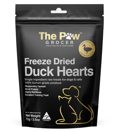 The Paw Grocer Freeze Dried Black Label Cat & Dog Treats (Duck Hearts)