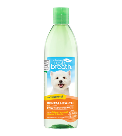 TropiClean Fresh Breath No Brushing Dental Health Solution for Dogs (Supports Skin Health)