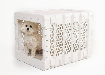 KindTail PAWD® Modern Collapsible Plastic Dog & Pet Crate (White)