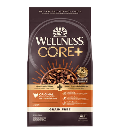 Wellness CORE+ Grain Free Original Adult Dry Dog Food (Deboned Turkey, Turkey Meal & Chicken Meal Recipe)