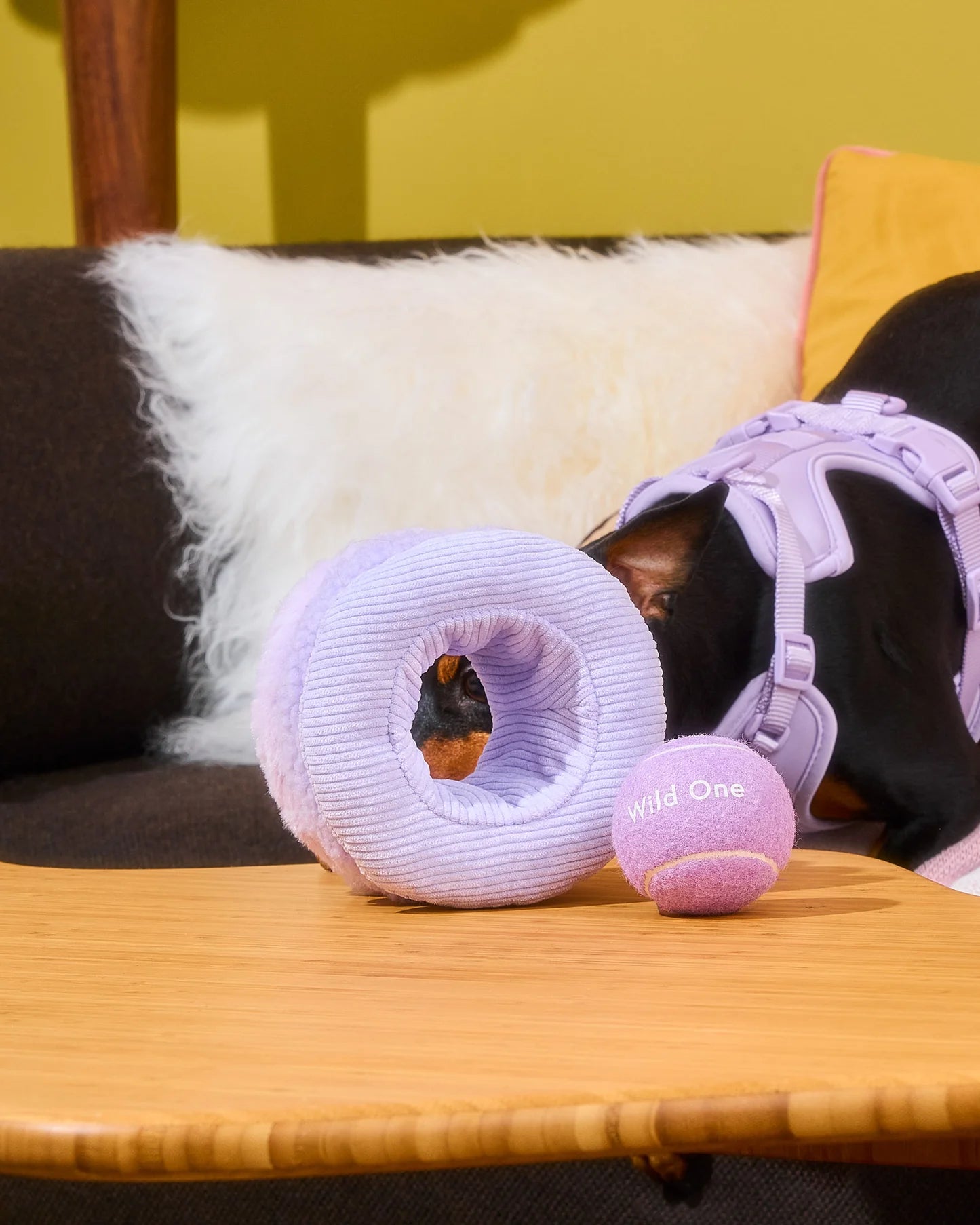 Wild One Tennis Tuft Puzzle Dog Toy (Lilac)