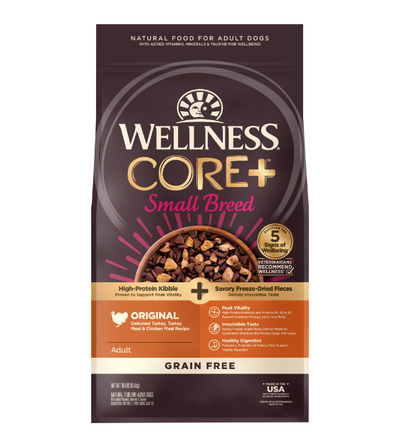 Wellness CORE+ Small Breed Original Grain Free Dry Dog Food (Deboned Turkey, Turkey Meal & Chicken Meal Recipe)