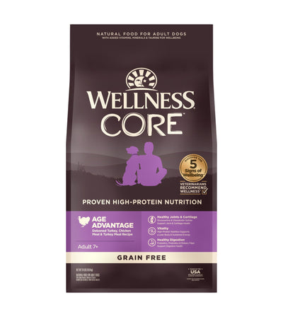 Wellness CORE Age Advantage Grain Free Dry Senior Dog Food (Deboned Turkey, Chicken Meal & Turkey Meal Recipe)