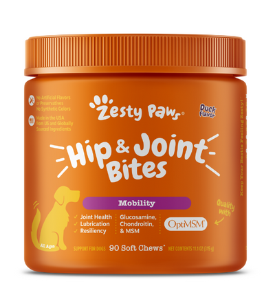 Zesty Paws Hip & Joint Bites Mobility Supplements for Dogs (Duck Flavour)