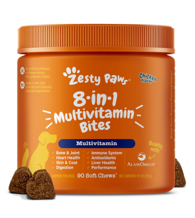 Zesty Paws 8-in-1 Multivitamin Bites Multivitamin Supplements for Dogs (Chicken Flavour)