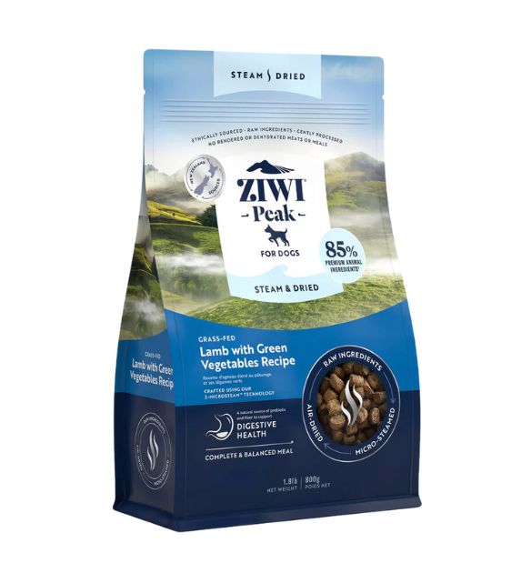 Ziwi Peak Steam & Dried Dog Food (Grass-Fed Lamb with Green Vegetables)