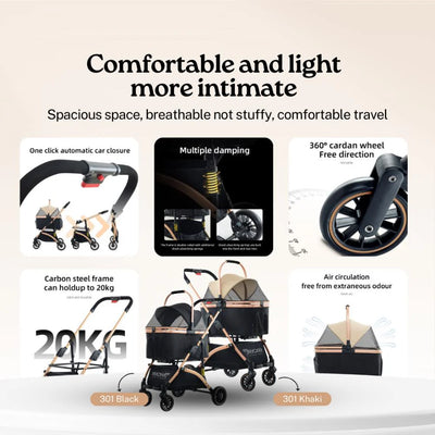 BNDC 301 Pram & Stroller For Dogs & Cats (Black)