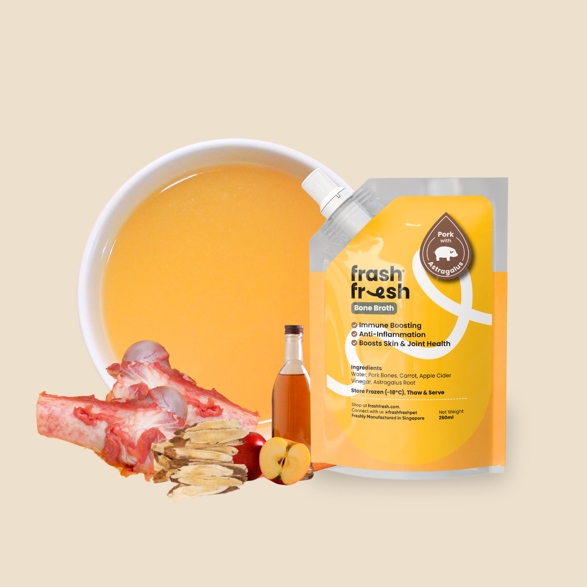 frashfresh Health Broth For Dogs & Cats (PORK with Astragalus Root)