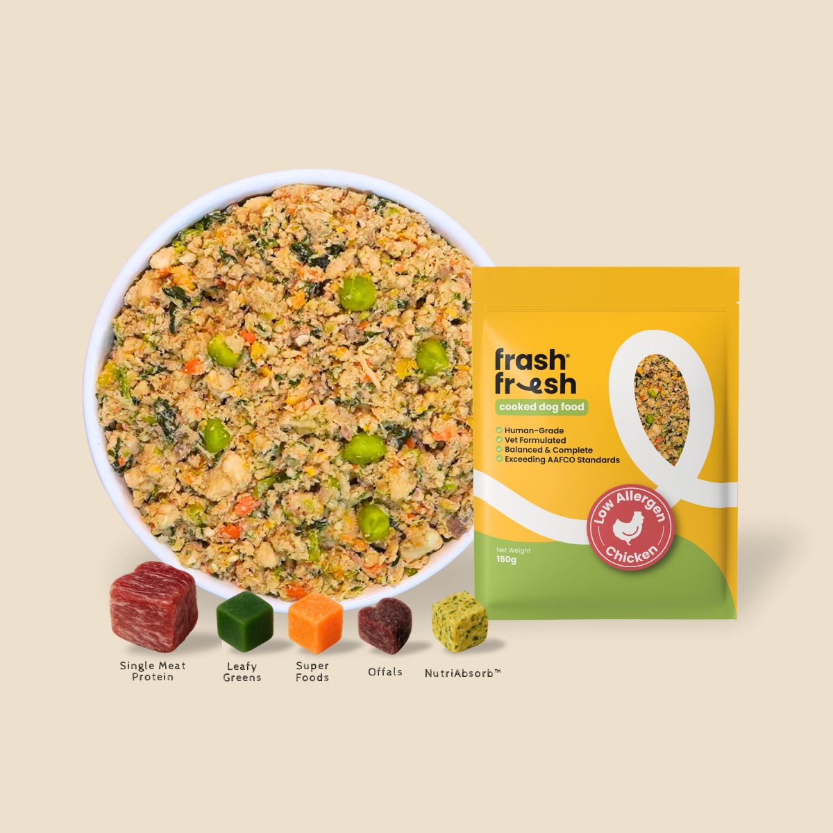 TRY & BUY: frashfresh Cooked Dog Food with NutriAbsorb™ (Low-Allergen CHICKEN)