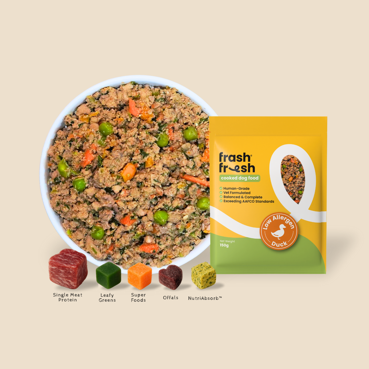 TRY & BUY: frashfresh Cooked Dog Food with NutriAbsorb™ (Low-Allergen DUCK)