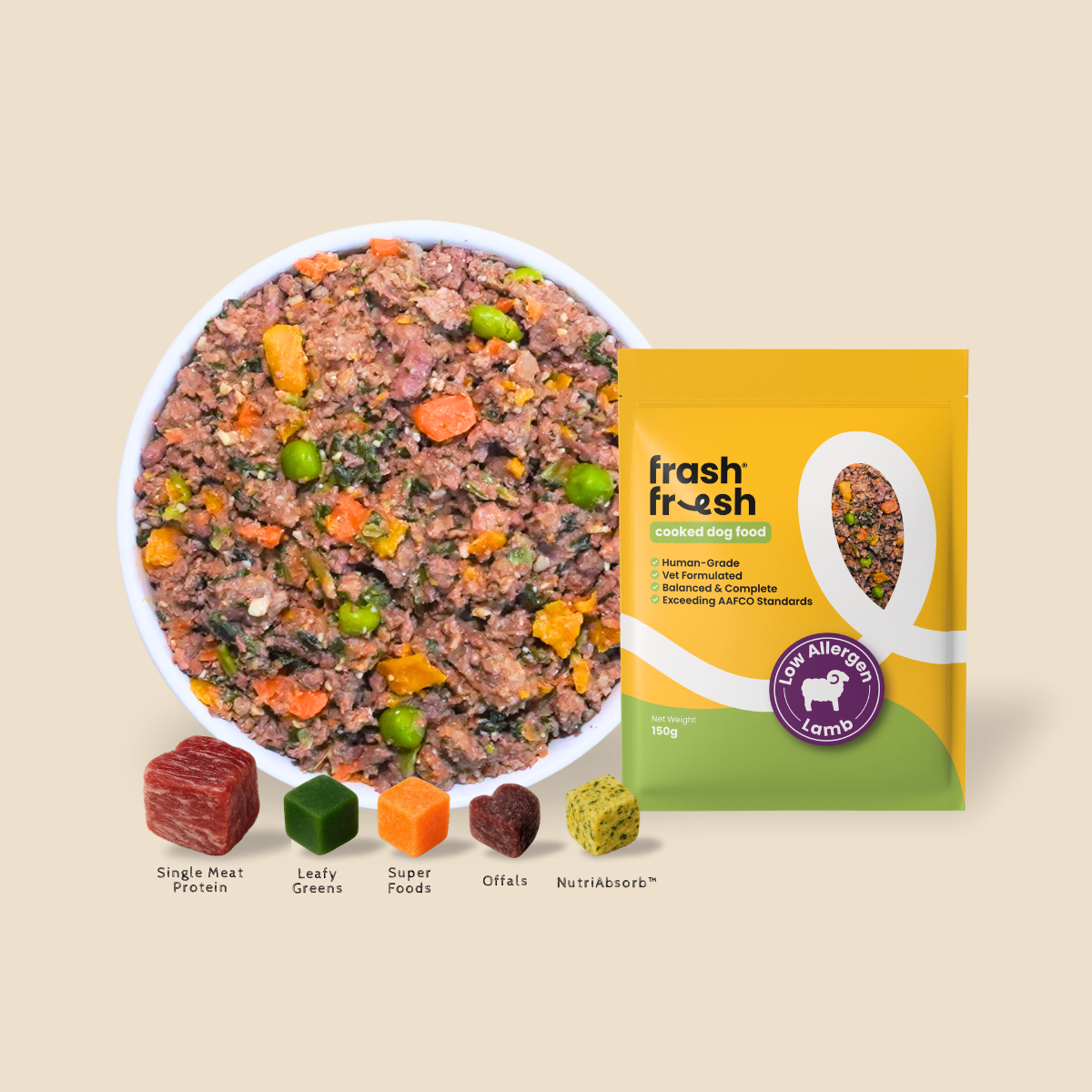 TRY & BUY: frashfresh Cooked Dog Food with NutriAbsorb™ (Low-Allergen LAMB)