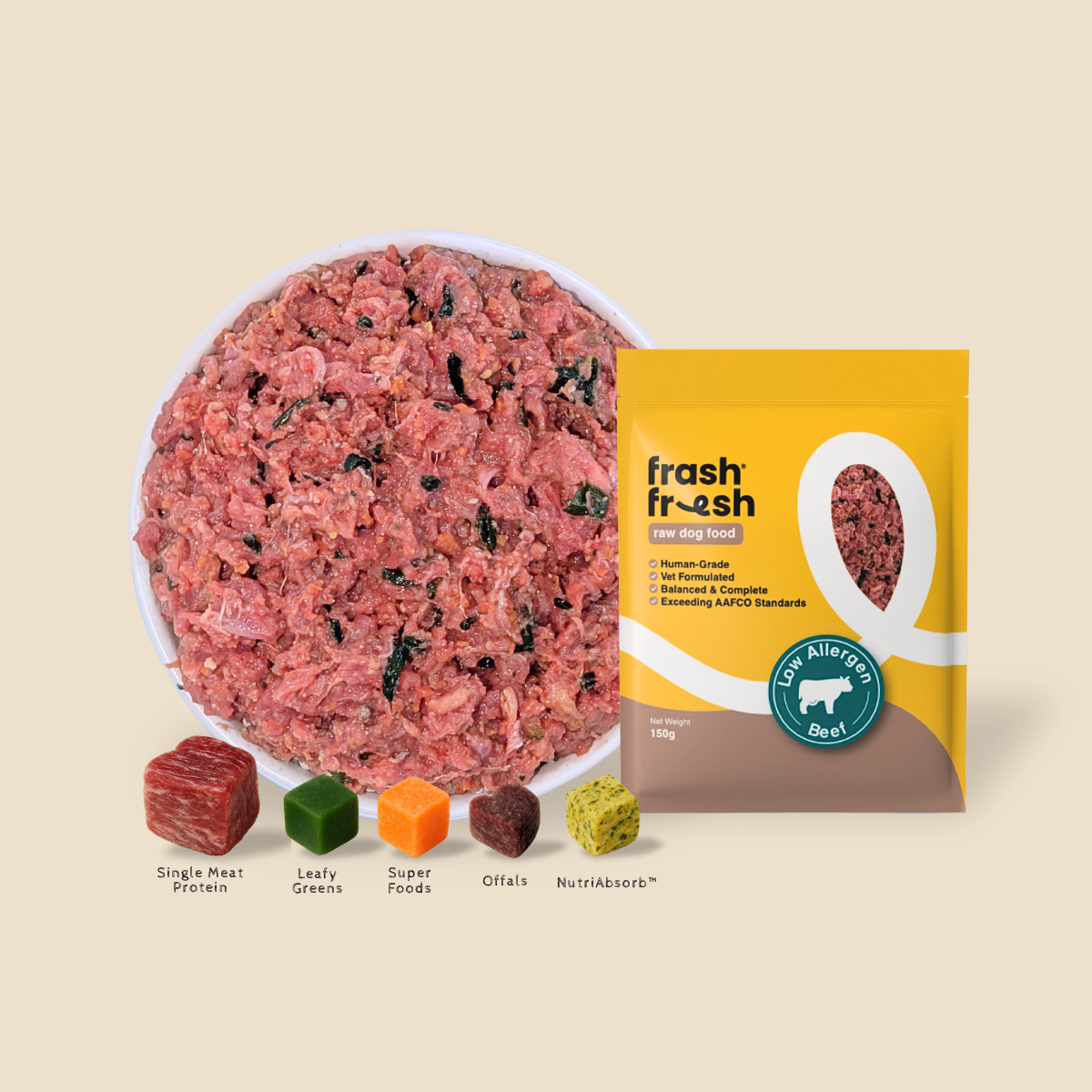 frashfresh Raw Dog Food with NutriAbsorb™ (Low-Allergen BEEF)