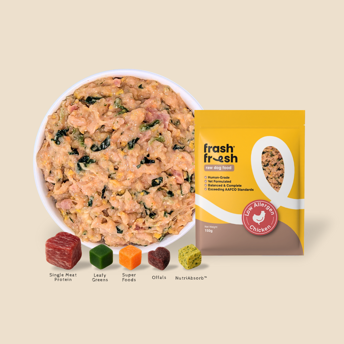 frashfresh Raw Dog Food with NutriAbsorb™ (Low-Allergen CHICKEN)