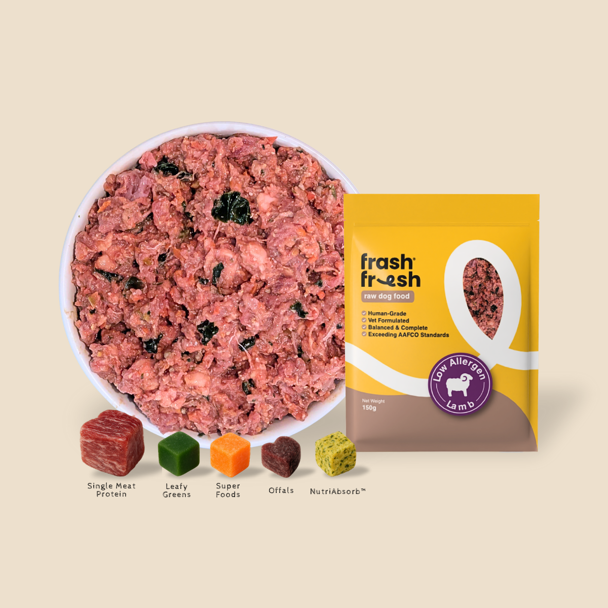 TRY & BUY: frashfresh Raw Dog Food with NutriAbsorb™ (Low-Allergen LAMB)