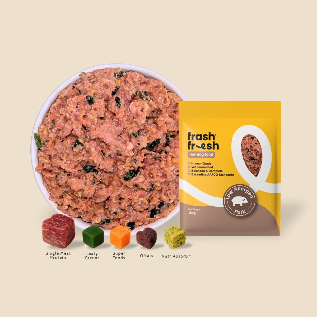 TRY & BUY: frashfresh Raw Dog Food with NutriAbsorb™ (Low-Allergen PORK)