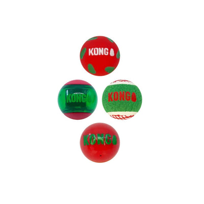 Kong Holiday SqueakAir Occasions Balls Dog Toy (4 Pc)