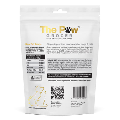 The Paw Grocer Freeze Dried Cat & Dog Treats (Lamb Hearts)