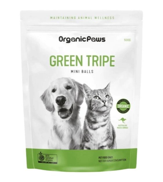 $38 ONLY [CLEARANCE]: Organic Paws Green Tripe Mini Balls Frozen Raw Toppers