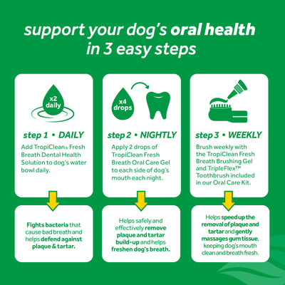 TropiClean Fresh Breath Oral Care Kit (Toothbrush, Finger Brush & Gel) for Dogs